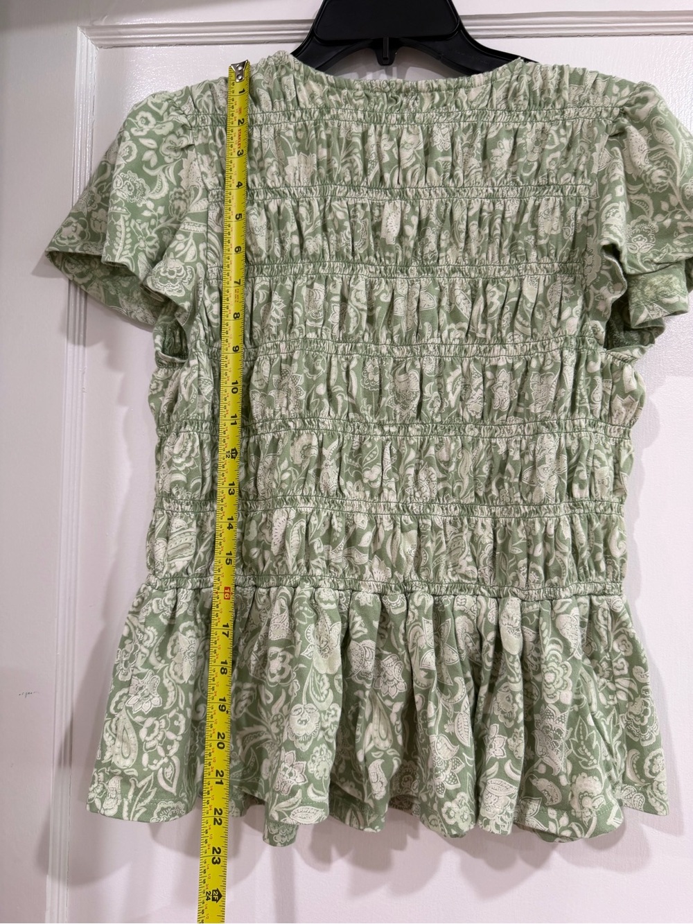 Wonderly Sage Green Smocked Peplum Blouse - Picture 5 of 5